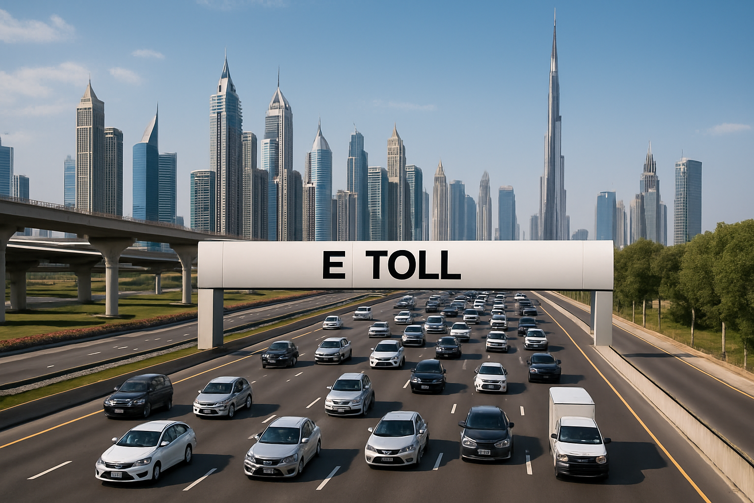 Efficient traffic flow on a paid road in Dubai