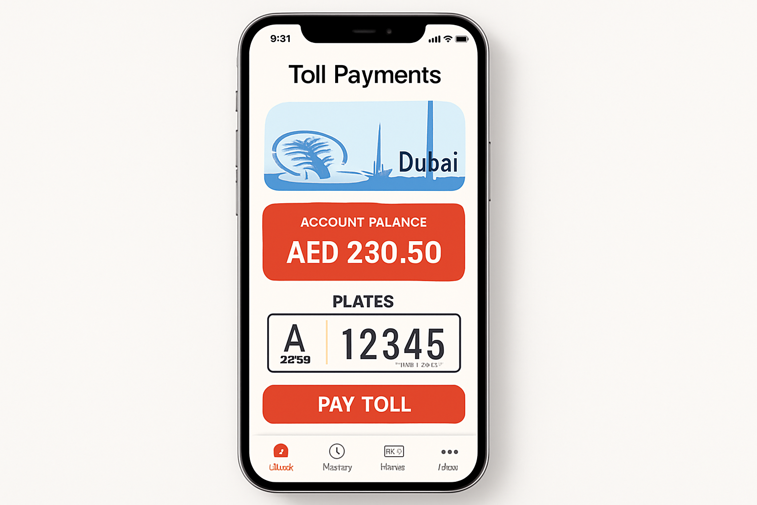 Mobile app for toll payments in Dubai